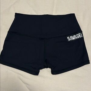 Black Savage Barbell High Waisted Workout Shorts